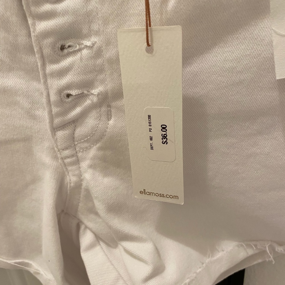 ella moss (Anthropologie) White Denim Cuffed Midi Short - NWT - 26 & 27 - Picture 3 of 14